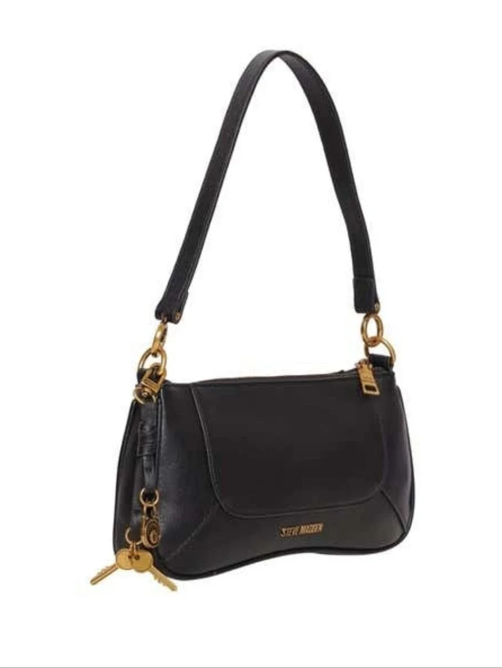 Classic Black Leather Shoulder Bag